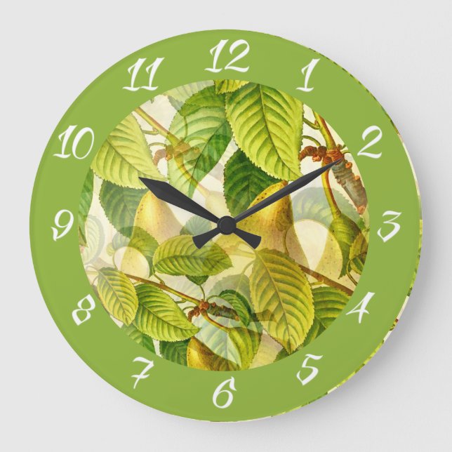 Pear Tree Branches & Pears Pattern  Large Clock (Front)