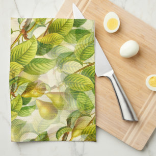 Pear Tree Branches & Pears Pattern  Tea Towel