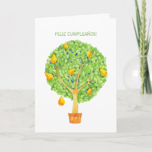 Pear Tree Feliz Cumpleaños Spanish Birthday Card