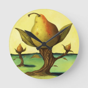 Pear Trees Round Clock