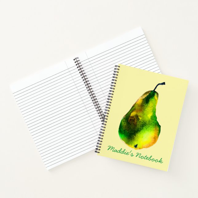 Pear watercolor green fruit notebook (Inside)