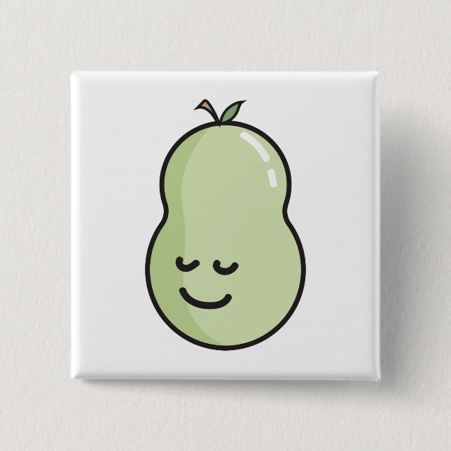 Pear with a smile 15 cm square badge (Front)