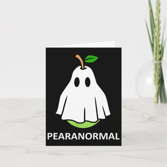 Pearanormal cute ghost pear halloween costume card (Front)