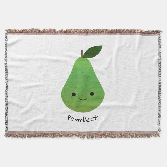Pearfect Cute Kawaii Pear Throw Blanket (Front)