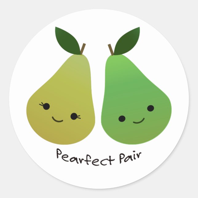 Pearfect Pear Kawaii Pears Classic Round Sticker (Front)