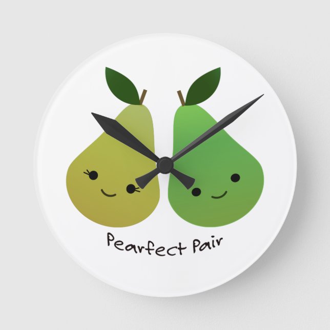 Pearfect Pear Kawaii Pears Round Clock (Front)