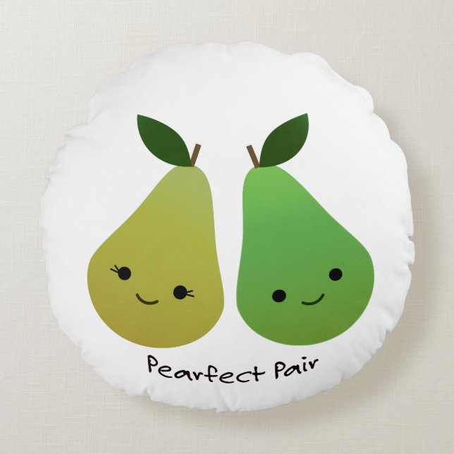 Pearfect Pear Kawaii Pears Round Cushion (Front)