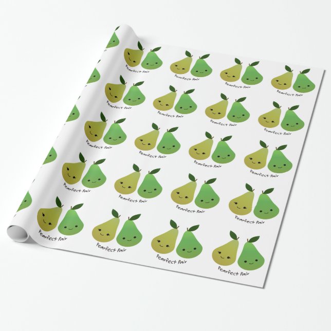 Pearfect Pear Kawaii Pears Wrapping Paper (Unrolled)