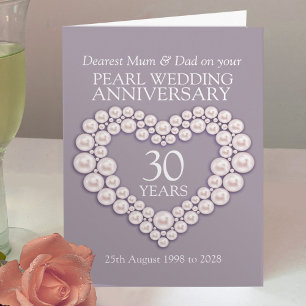 Pearl 30th wedding anniversary mum and dad card