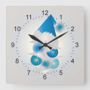 Pearl and blue for Christmas Square Wall Clock