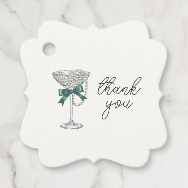 Pearl and Bow Bridal Shower "Thank You" Tag (Front)