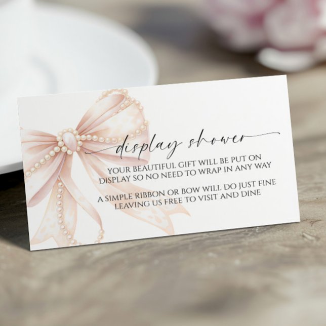 Pearl and Bow Display Baby Shower Enclosure Card (Creator Uploaded)