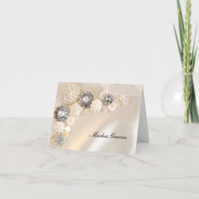 Pearl and Diamond Buttons Spanish Thank You (Front)