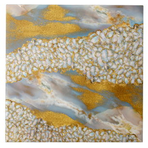 Pearl and Gold Cluster on Marble Tile