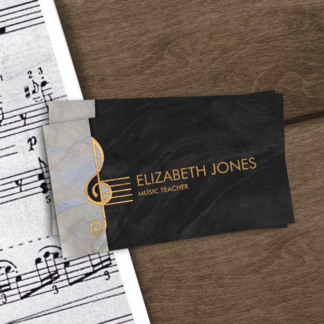 Pearl and gold Treble Clef Ornament Business Card (Creator Uploaded)