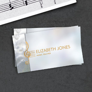 Pearl and gold Treble Clef Ornament Business Card