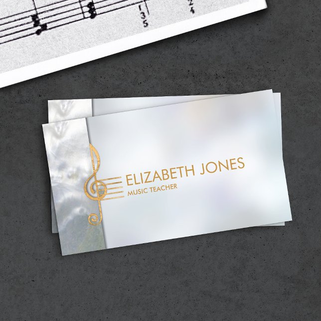 Pearl and gold Treble Clef Ornament Business Card (Creator Uploaded)