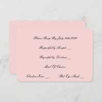 PEARL AND PROSECCO PINK RSVP CARD