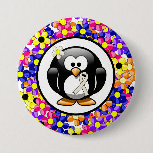 Pearl Awareness Ribbon Penguin 7.5 Cm Round Badge