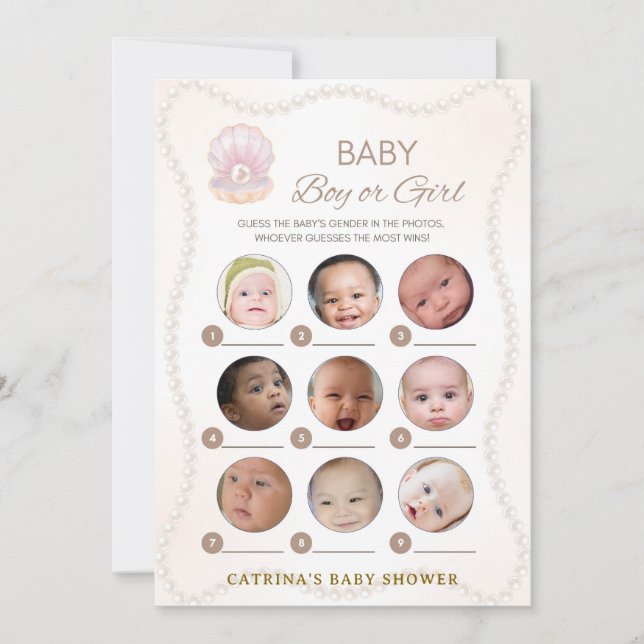 Pearl Baby Shower Game - Editable Name, 5x7 Invitation (Front)