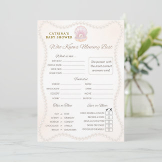Pearl Baby Shower Game - Editable Name, 5x7 Invitation
