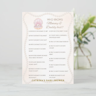 Pearl Baby Shower Game - Editable Name, 5x7 Invitation