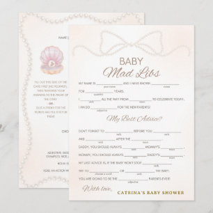 Pearl Baby Shower Game - Editable Name, 5x7 Invitation