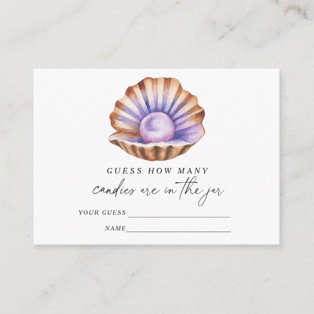 Pearl baby shower Guess how many candies Enclosure Card (Front)