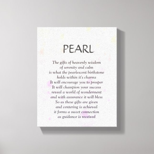 Pearl birthstone - June poem art canvas Print (Front)