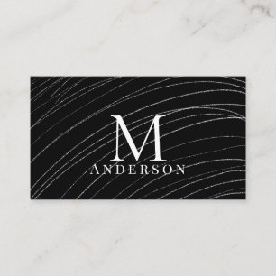 Pearl Black Abstract Masculine Double Monogram Business Card