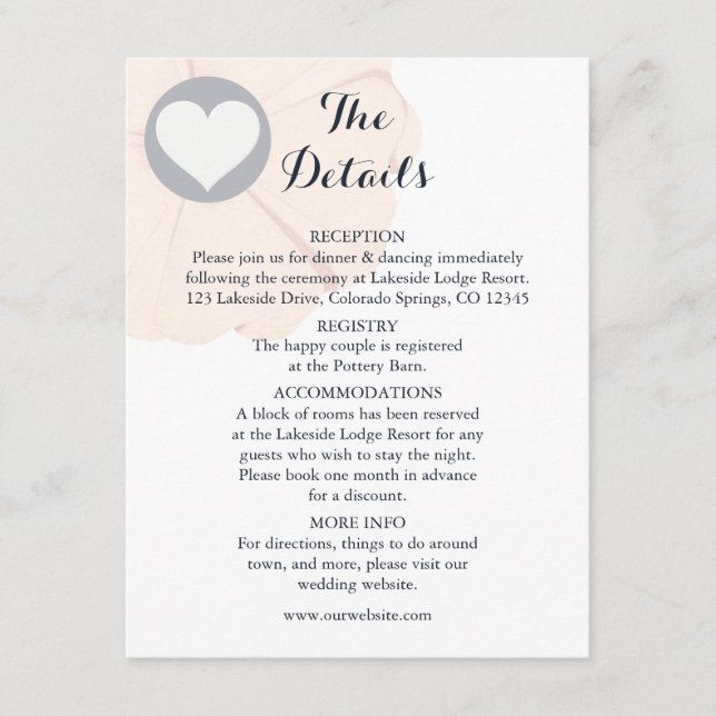 Pearl Black Watusi Tacao Wedding Details Card (Front)