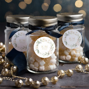 Pearl Blush Floral Elegance Border Wedding ID989 Classic Round Sticker