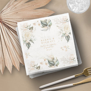 Pearl Blush Floral Elegance Border Wedding ID989 Napkin