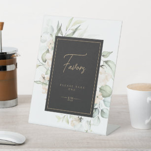 Pearl Blush Floral Wedding Favours ID989 Pedestal Sign