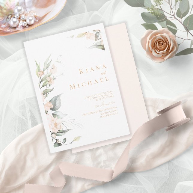 Pearl Blush Floral Wedding V1 ID989 Invitation (Creator Uploaded)