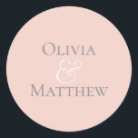 Pearl Blush Personalised Classic Round Sticker<br><div class="desc">Simple chic pearl blush personalised wedding sticker seal.</div>