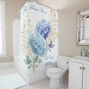 Pearl Blush Powder Blue Hydrangea Watercolor Shower Curtain