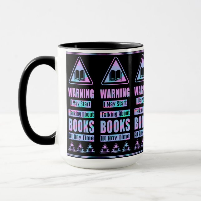 Pearl Book Lovers Warning Sign Mug (Left)