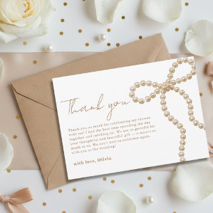 Pearl Bow Bridal Shower She's Tying the Knot Thank You Card