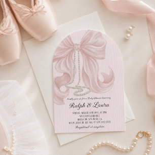 Pearl Bow Luxury Girl Baby Shower Invitation