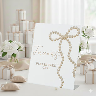 Pearl Bow She's Tying the Knot Bridal Shower Favou Pedestal Sign