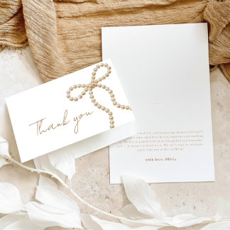 Pearl Bow She's Tying the Knot Chic Bridal Shower  Thank You Card