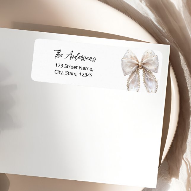 Pearl Bow White Return Address Label (Creator Uploaded)