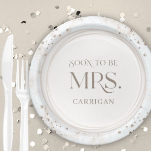 Pearl Bridal Shower Soon to be Mrs. Modern Minimal Paper Plate
