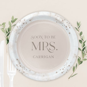 Pearl Bridal Shower Soon to be Mrs. Modern Minimal Paper Plate