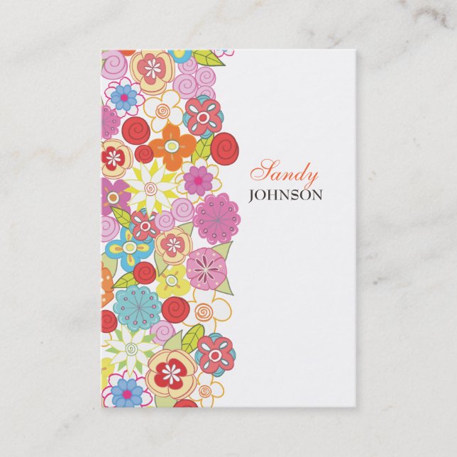 Pearl Chubby Flower Ladies Profile Business Card (Front)