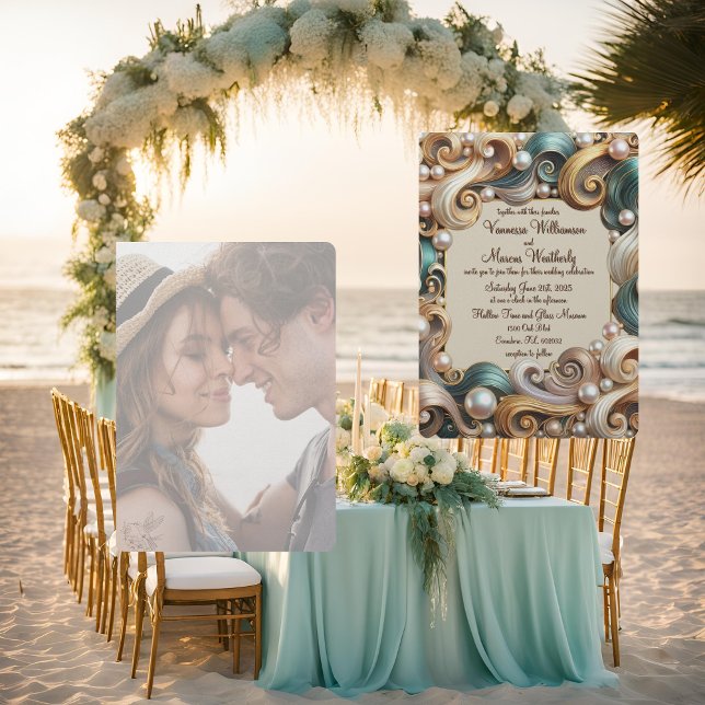 Pearl Coast Elegance Formal Wedding Invitation (Creator Uploaded)