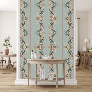 Pearl Coast Elegance: Ocean Whisper Seafoam  Wallpaper