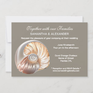 Pearl Conch Shell Beach Wedding Invitation