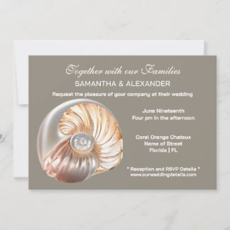 Pearl Conch Shell Beach Wedding Invitation